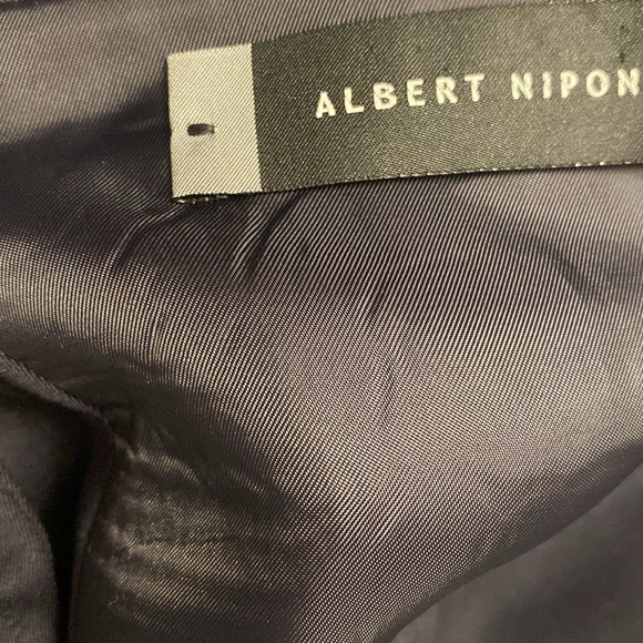 Albert Nipon Suit Mens 46R Navy 3 Button Wool Color Black - Picture 9 of 14